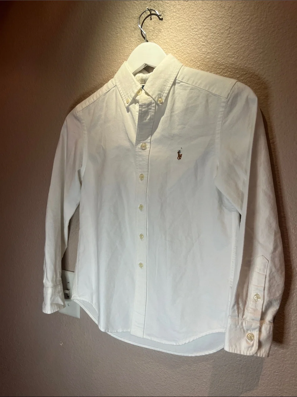 Ralph Lauren Boy’s Broadcloth White Button Down Shirt Size Small 8